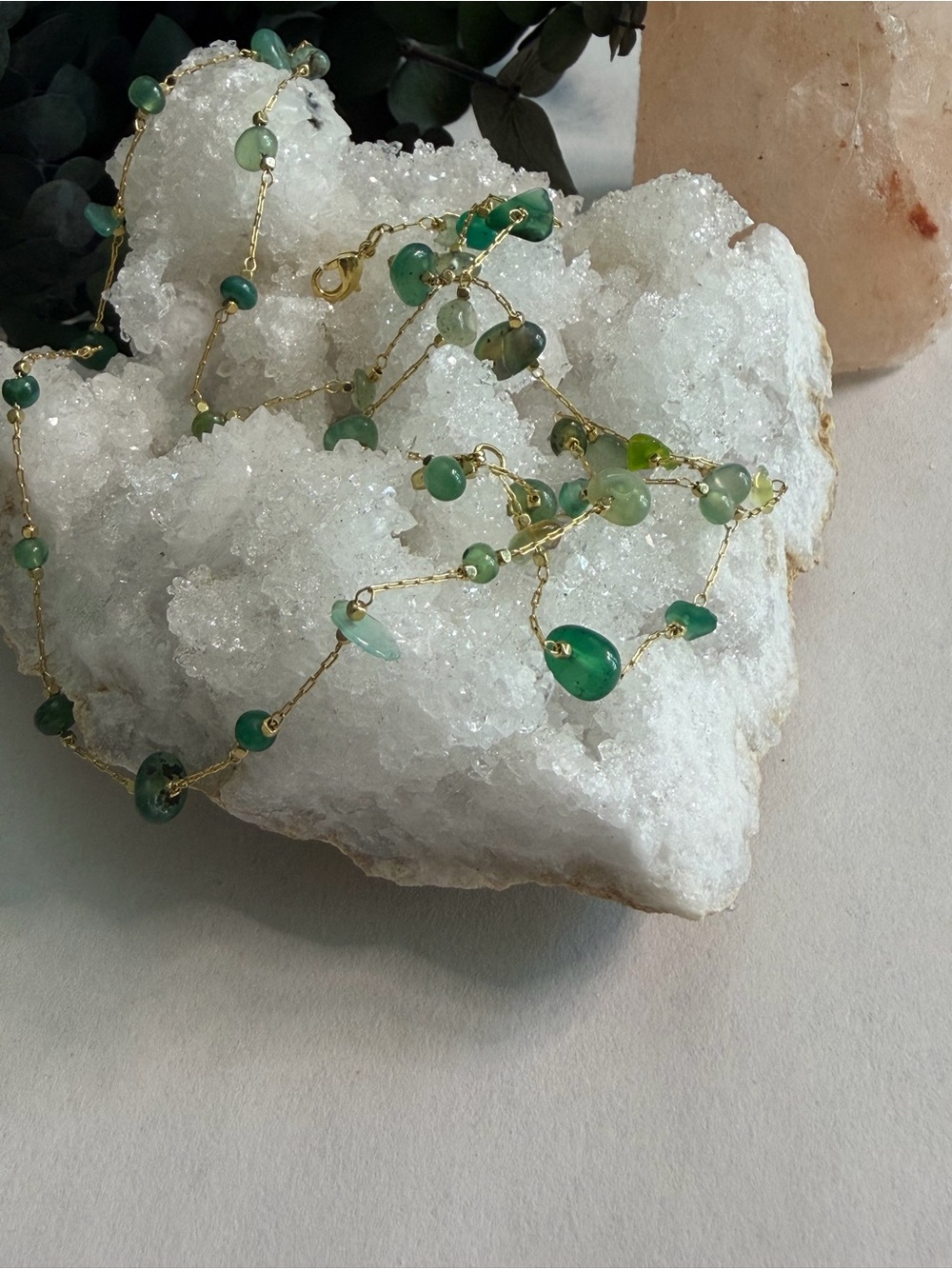 Green Beaded Gold-toned Glasses/Sunglasses Chain- Women Jewelry